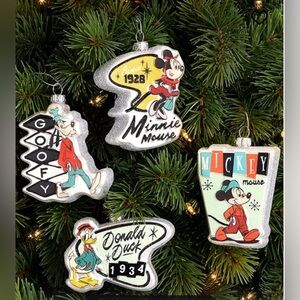 Mickey Mouse & Friends Glass Ornaments Set of 4
